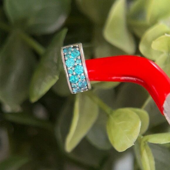 2 Pandora Shining Elegance Pave Green Cz Clips Spacers - Picture 2 of 4